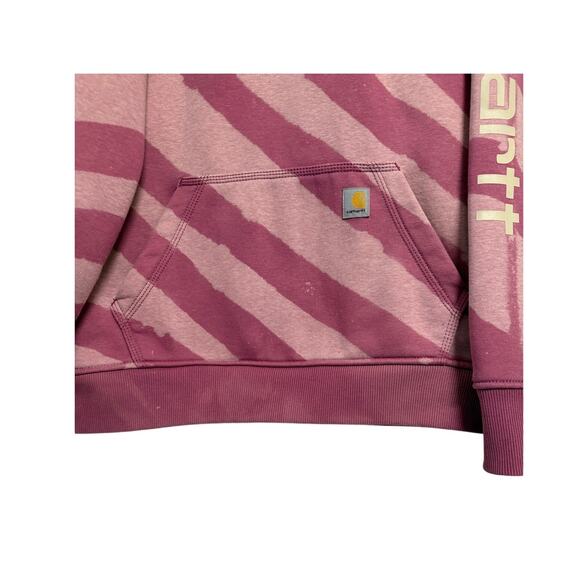 Carhartt Hoodie One of a Kind Bleach Striped Custom Woodrose Women's 8-10 Medium - Picture 8 of 16